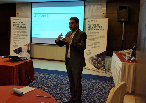 Mr. Altaf Halde, Managing Director - South Asia, Kaspersky Lab, in discussion with an attendees
